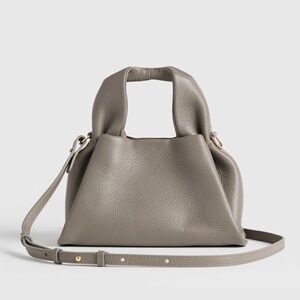 Quince Italian Leather Trapeze Crossbody Mink Purse Bag Grey